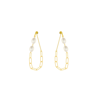 أقراط كيكو مينيمال من الذهب الأصفر عيار 18 قيراط مرصّع بلؤلؤ المياه العذبة