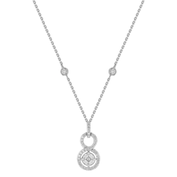 OSE  Pendant Chain in 18K White Gold Studded  with  Fancy cut and Round Diamonds
