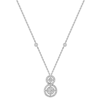 OSE  Pendant Chain in 18K White Gold Studded  with  Fancy cut and Round Diamonds