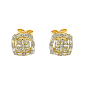 OneSixEight Cushion Shaped Diamond Stud Earrings 18K Yellow Gold