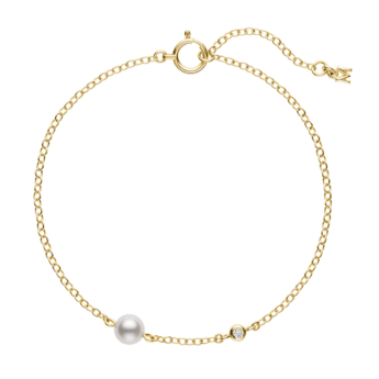 Akoya Cultured Pearl Chain Bracelet in 18K Yellow Gold