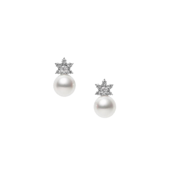 Mikimoto Classic Collection, Pearl and Diamond Earrings in 18K White Gold
