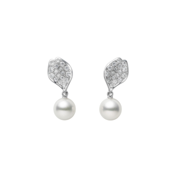 Les Pétales Place Vendôme Akoya Cultured Pearl Earrings in 18K White Gold
