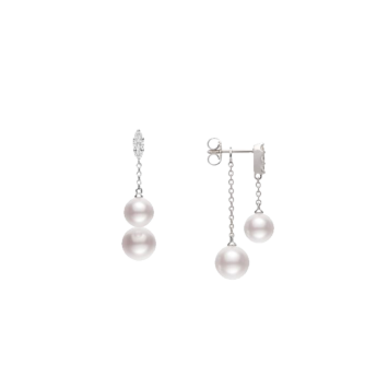 Mikimoto Morning Dew, Akoya Pearl and Diamond Earring in 18K White Gold