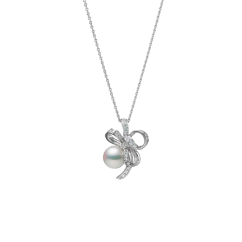 Mikimoto Jeux De Rubans, Akoya Pearl and Damond Set Necklace in 18K White Gold