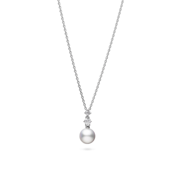 Morning Dew Akoya Cultured Pearl Pendant in 18K White Gold