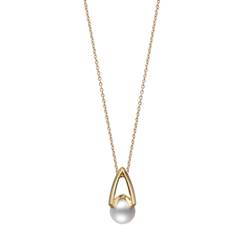 Mikimoto M Collection, Akoya Pearl and Diamond Pendant in 18K Yellow Gold