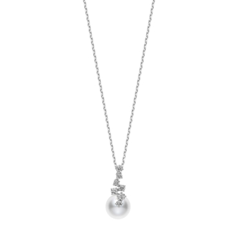 Starry Night Akoya Cultured Pearl and Diamond Pendant in 18K White Gold