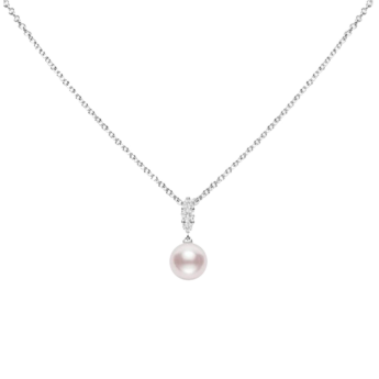 قلادة مورنينج ديو من لؤلؤ الأكويا من الذهب الأبيض عيار 18 قيراط
