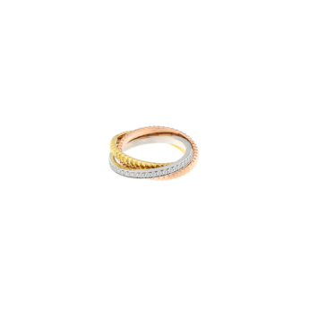 Revolve Trio Diamond Ring in 18k Yellow, Rose & White Gold