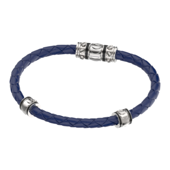 سوار ريفولف من الفضة والجلد الأزرق




