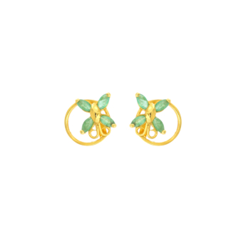 Rangoli 22K Yellow Gold Emerald Earrings