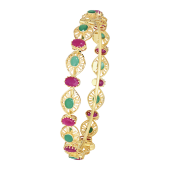 Rangoli 22k Gold Ruby & Emerald Bangle