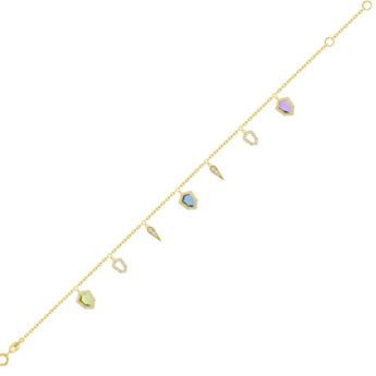 Spring Coloured Rosette 18k Yellow Gold Bracelet