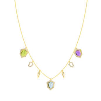Spring Coloured Rosette 18k Yellow Gold Necklace