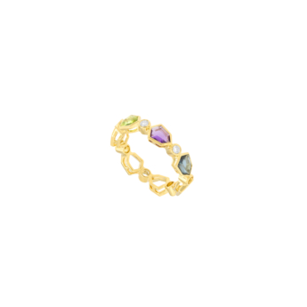 Spring Coloured Rosette 18k Yellow Gold Ring