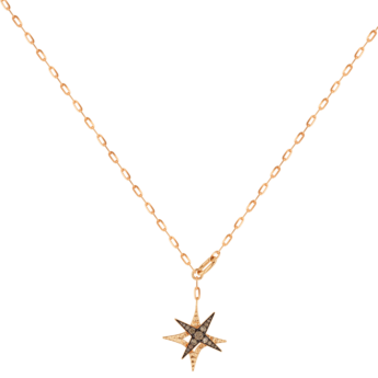 STAR Necklace in 18K Rose Gold and Studded with Brown Diamonds
