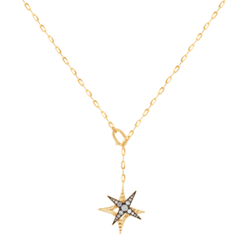 STAR Necklace in 18K Yellow Gold and Studded with White Diamonds