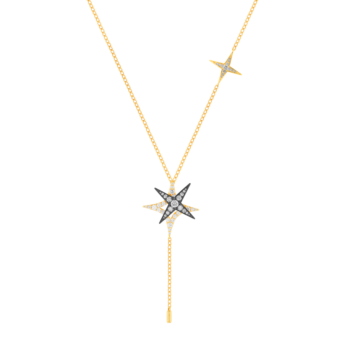 STAR Y Necklace in 18K Yellow Gold and Studded with White Diamonds