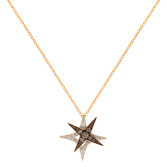 STAR Necklace in 18K Rose Gold and Studded with White and Brown Diamonds