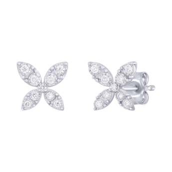 Youth 18K White Gold Diamond Flower Earrings