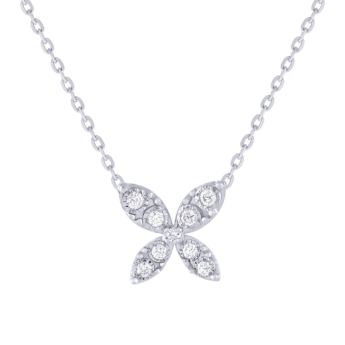 Youth 18K White Gold Diamond Flower Pendant Chain