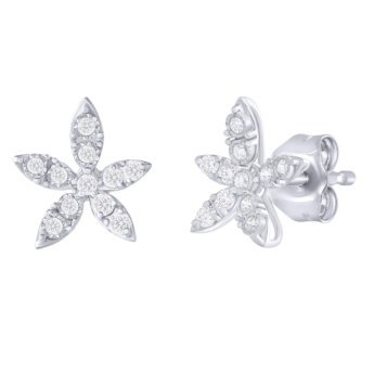 Youth 18K White Gold Diamond Flower Earrings