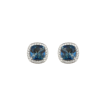 Vera 18k White Gold London Topaz and Diamond Earrings