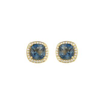 Vera 18k Yellow Gold London Topaz and Diamond Earrings