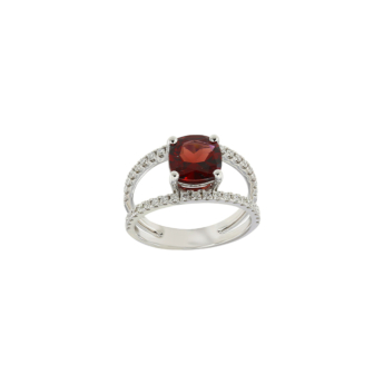 Vera 18k White Gold Garnet and Diamond Ring