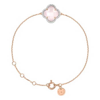 Milky Pink Quartz + Diamonds Rose Gold Victoria Bracelet