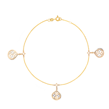 Al Qasr Three Chrams Drop-Shaped Bracelet in 18K Yellow and White Gold 