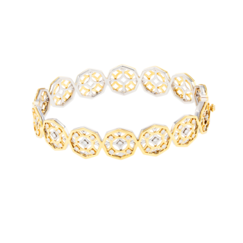 Al Qasr Arabesque Octagonal-shaped Diamond Bangle in 18K Yellow and White Gold
