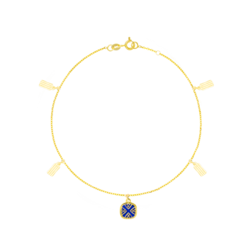 Amelia España Blue Mother Of Pearl Anklet in 18K Yellow Gold 