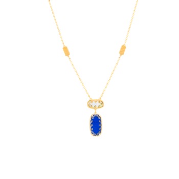 Amelia Magical Dusk Coloured Mother Of Pearl Two Motifs Necklace in 18K Yellow Gold 