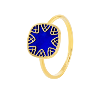 Amelia Magical Dusk Mother Of Pearl Ring Big Square Motif in 18K Yellow Gold 