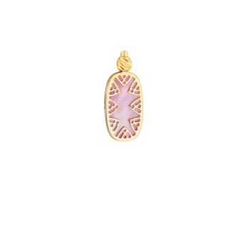 Amelia Granada Pink and White Mother Of Pearl Double Sided Earrings in 18K Yellow Gold 