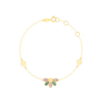 Damas Children's Half Flower Coloured Mother Of Pearl Bracelet In 18K Yellow Gold 