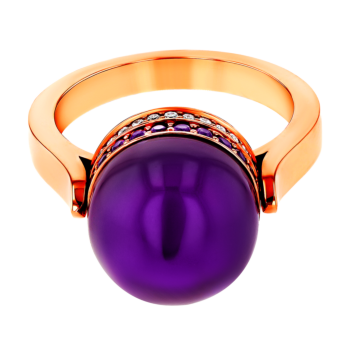 Dome Majesty Amethyst and Diamond Ring 