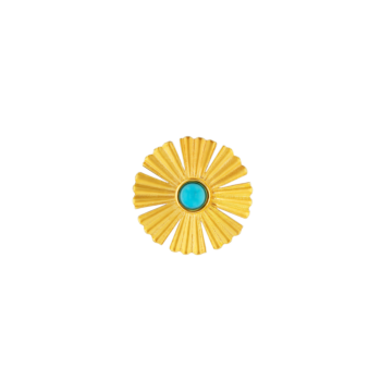 Farfasha Sunkiss Earrings in 18K Yellow Gold With Arfaj Flower and Turquoise 