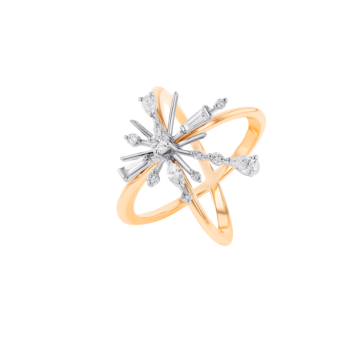 Fireworks Star Diamond Nail Ring in 18K White And Yellow Gold