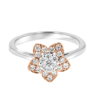 Heart To Heart Star Flower Ring White and Rose Gold 