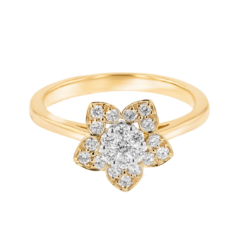 Heart To Heart Star Flower Ring Yellow Gold 