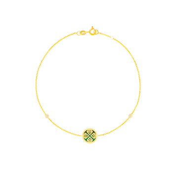 Lace Malachite Stone Diamond Bracelet in 18K Yellow Gold