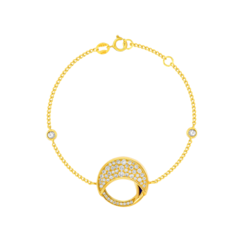 Qamar Bracelet in 18K Yellow Gold, with Lapiz Lazuli and Diamonds