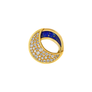 Qamar Earrings in 18K Yellow Gold, with Lapiz Lazuli and Diamonds