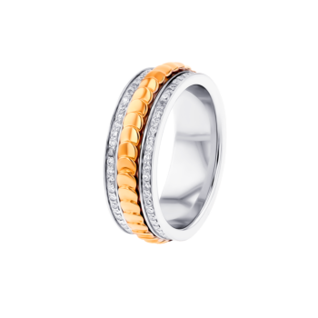  خاتم "ريفولف" المرصّع بالألماس مع آلية الحركة بشكل دائري 360 درجة من الذهب الأبيض والوردي عيار 18 قيراط