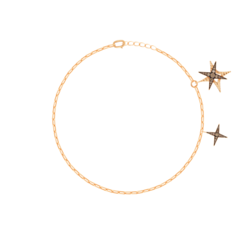 STAR Adjustable Bracelet in 18K Rose Gold and Studded with Brown Diamonds
