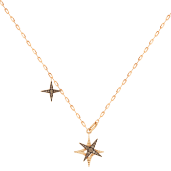 STAR Necklace in 18K Rose Gold and Studded with Brown Diamonds
