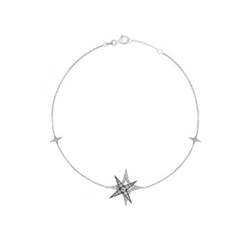 STAR Adjustable Bracelet in 18K White Gold and Studded with White Diamonds